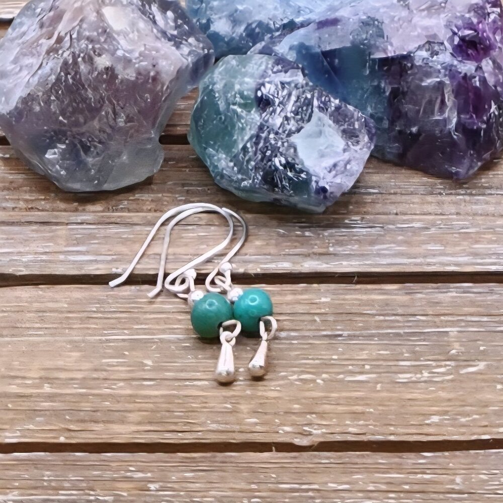Chrysoprase and Sterling Silver Drop Earrings